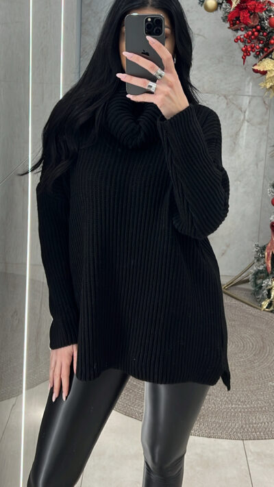 Μπλουζοφόρεμα πλεκτό ζιβάγκο 21825/Μαύρο