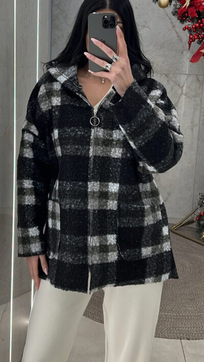 Παλτό με κουκούλα 5130/Μαύρο