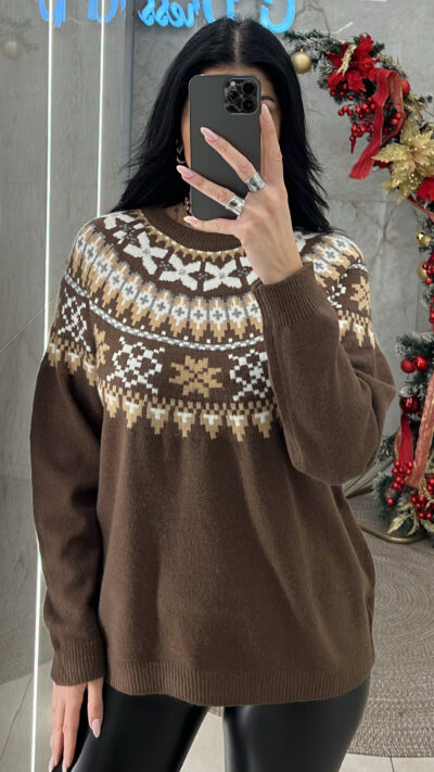 Μπλούζα πλεκτή 12304/Καφέ