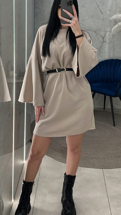 Φόρεμα με φαρδύ μανίκι 30100/Μπεζ