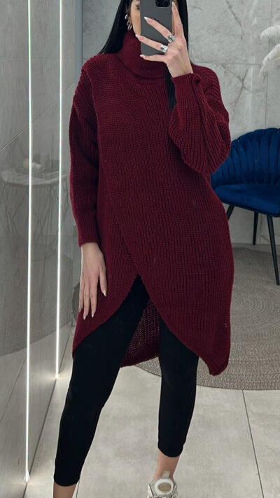 Μπλουζοφόρεμα  πλεκτό  3011/Μπορντό
