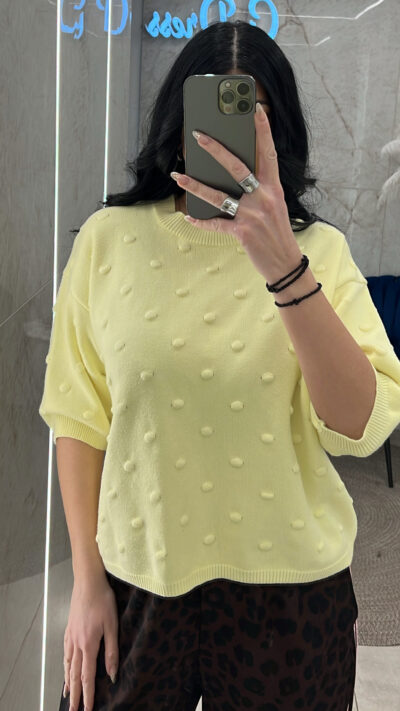 Μπλούζα πλεκτή με σχέδιο 5375/Κίτρινο