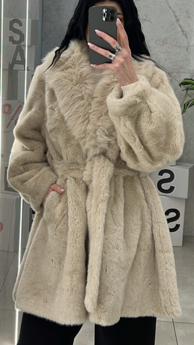 Γούνα Oversized με Ζώνη SS22027