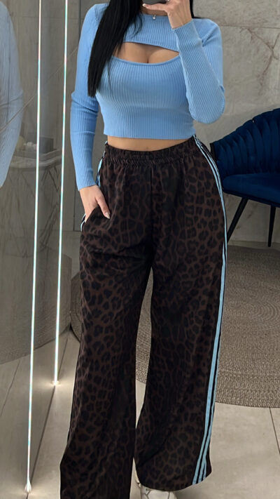 Παντελόνα φόρμας λεοπάρ 6865/Γαλάζιο