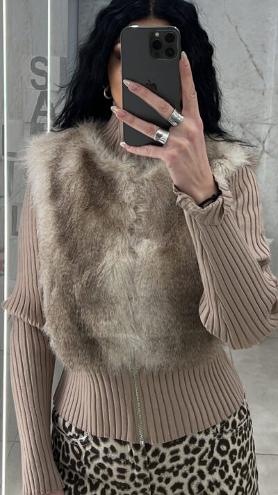 Ζακέτα Γούνινη 00151/ Μπέζ