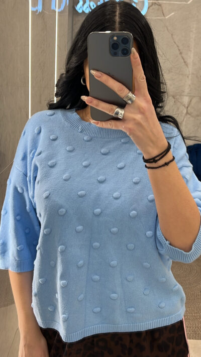 Μπλούζα πλεκτή με σχέδιο 5375/Σιέλ