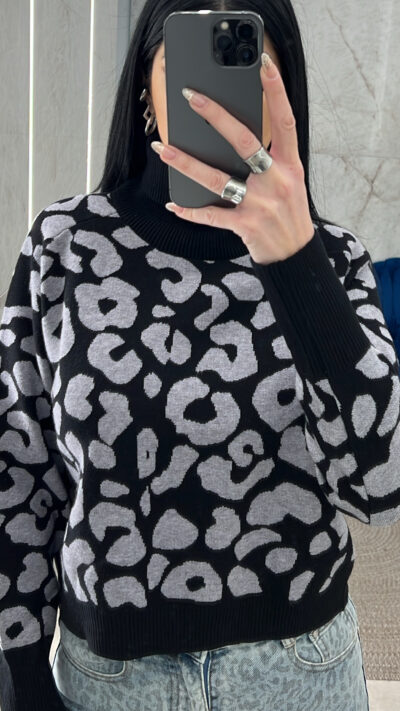 Μπλούζα πλεκτή animal 8132/Γκρι