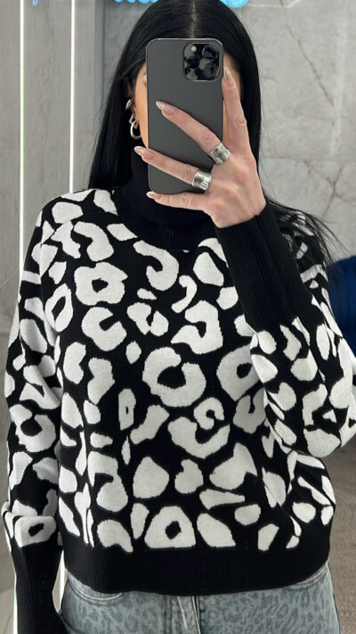 Μπλούζα πλεκτή animal 8132/Μαύρη