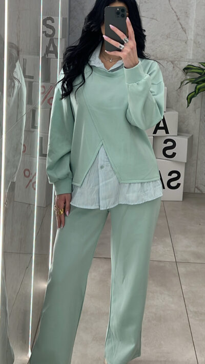 Σετ Φόρμα Με Γιακά 11567 / Μέντα