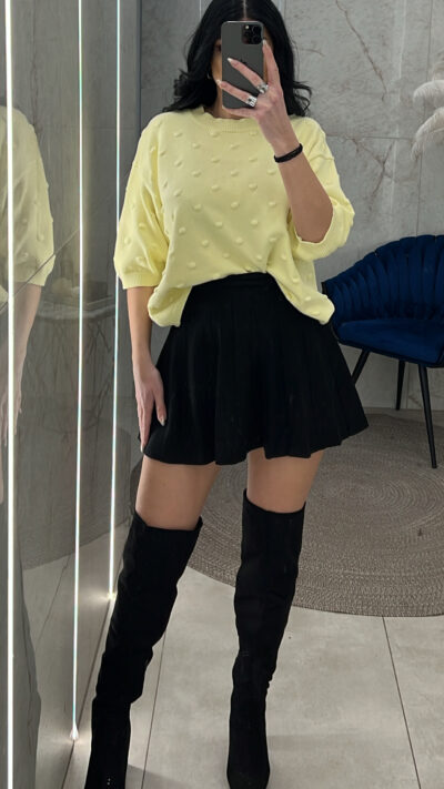 Φούστα πλεκτή ελαστική πλισέ 8040/Μαύρο