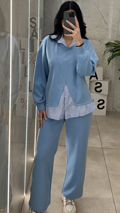 Σετ Φόρμα Με Γιακά 11567 / Γαλάζιο