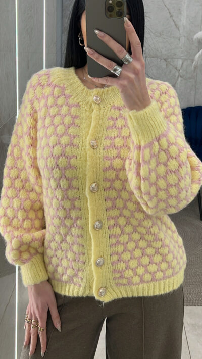 Ζακέτα πλεκτή 319335/Κίτρινο-Μπεζ