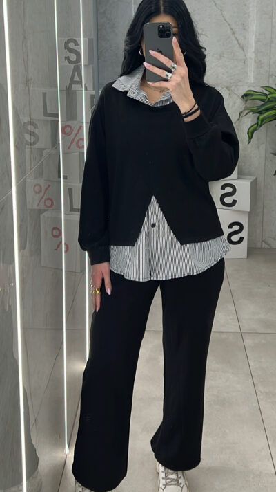 Σετ Φόρμα Με Γιακά 11567 / Μαύρο