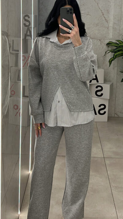 Σετ Φόρμα Με Γιακά 11567 / Γκρί