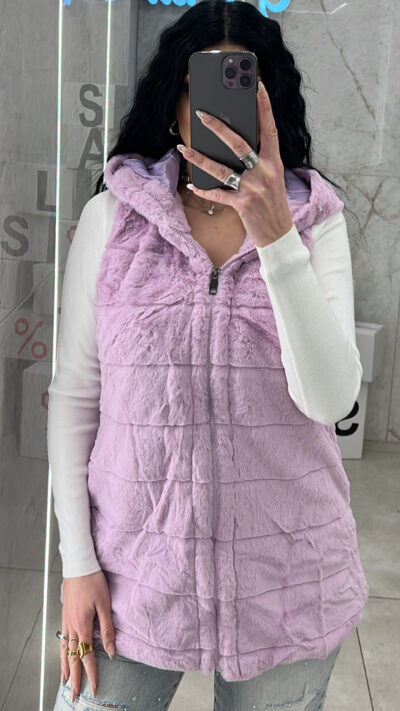 Αμάνικο Γιλέκο Γούνινο 2001/Λιλά