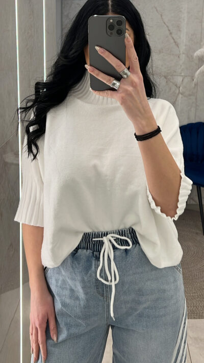 Μπλούζα πλεκτή ζιβάγκο ZS5279/Λευκό