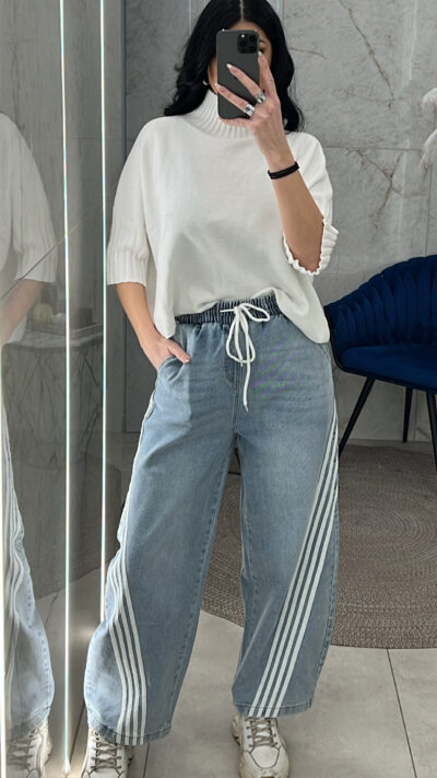 Παντελόνι τζιν με ρίγες W031