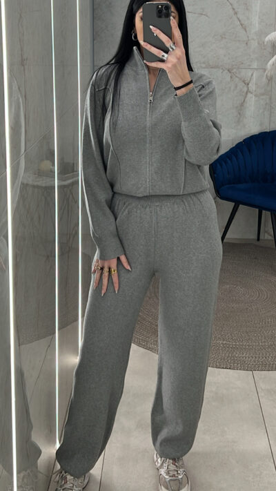 Σετ πλεκτό με ζακέτα 3098754/Γκρι