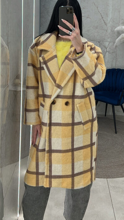 Πανωφόρι καρό 31231/Κίτρινο