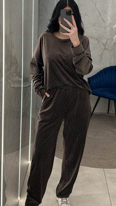 Φόρμα με στρας βελουτέ 15819/Πούρο