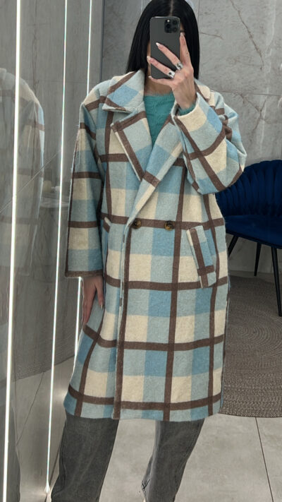 Πανωφόρι καρό 31231/Γαλάζιο