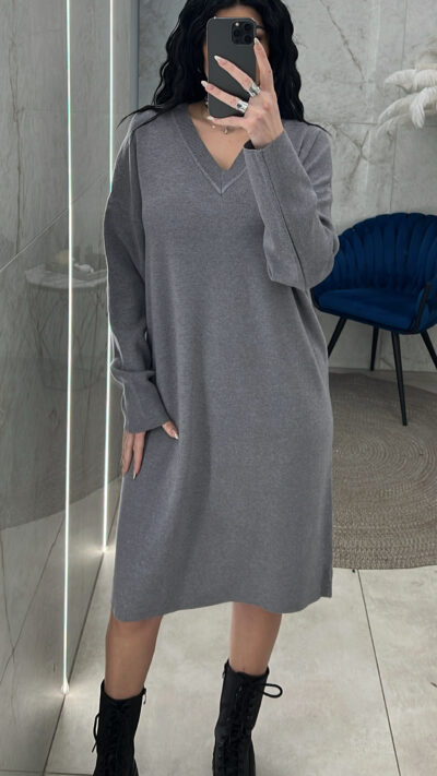Φόρεμα πλεκτό oversized MO345/Γκρι