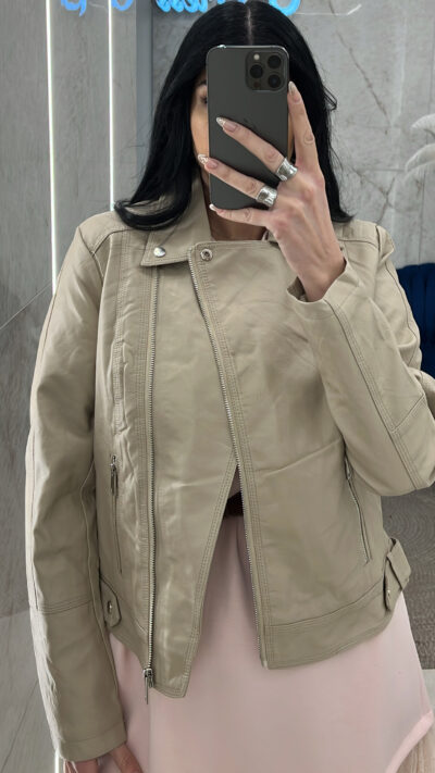 Μπουφάν Δερματίνη 63182/Μπεζ