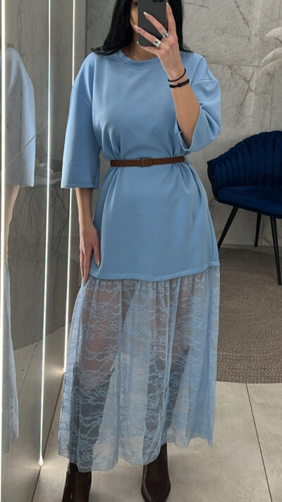 Φόρεμα με Δαντέλα 4803/Γαλάζιο