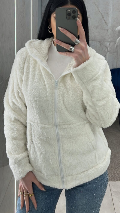 Ζακέτα Γούνινη 3674/Λευκή