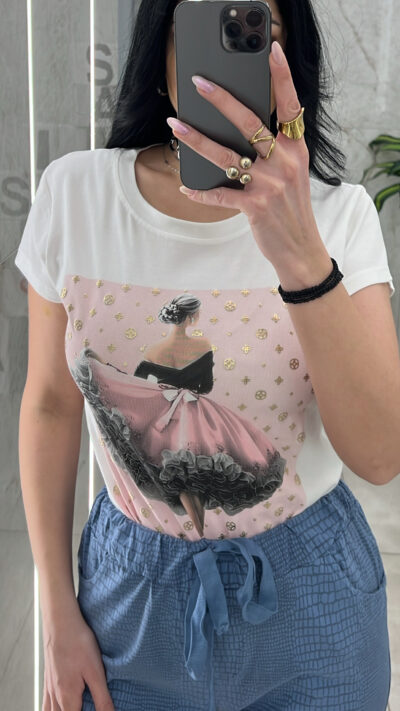 Μπλούζα Με Στάμπα 18116/Ρόζ