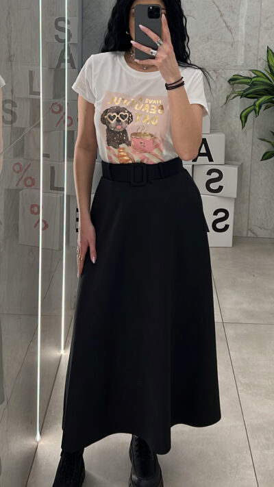 Midi Φουστα Με Ζώνη 600998/ Μαύρη