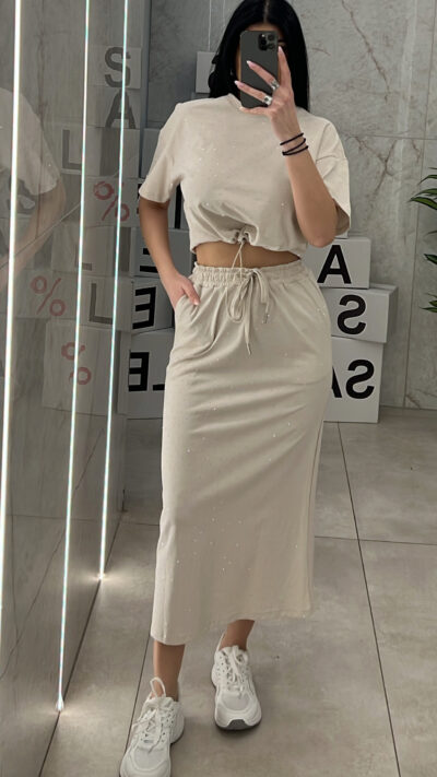 Σετ Με Στρας FG1061/ Μπέζ