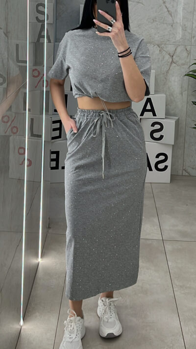 Σετ Με Στρας FG1061/ Γκρί