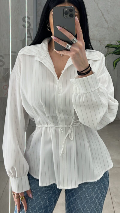 Πουκάμισο Ριγέ 46204/ Λευκό