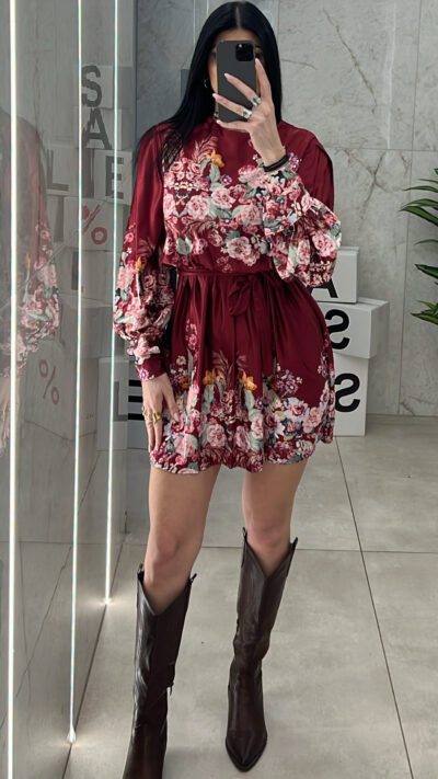 Φόρεμα floral FOR23512/Μπορντό