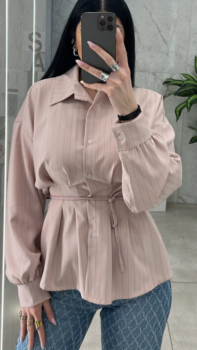 Πουκάμισο Ριγέ 46204/ Ρόζ