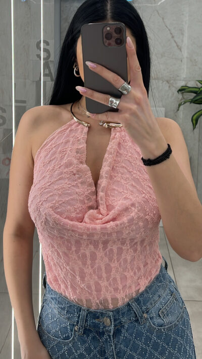 Κορμάκι Με Δαντέλα 58448/ Ρόζ