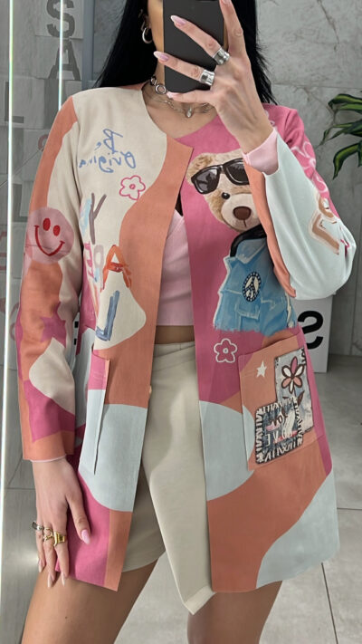 Πανωφόρι Aλκαντάρα Με Σχέδιο 9045 /Αρκουδάκι