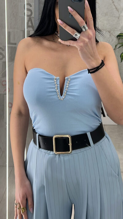 Μπλούζα Στράπλες 17645/Γαλάζιο