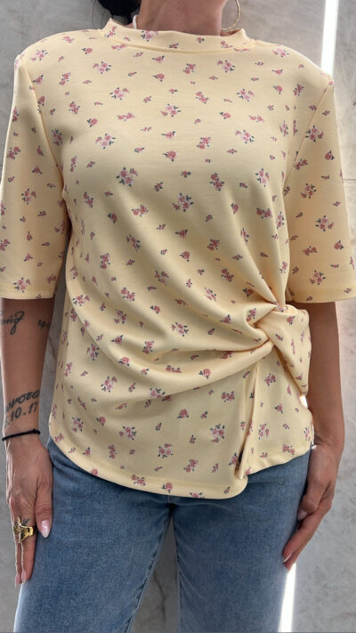 Μπλούζα Φλοράλ Με Βάτες 20191/ Κίτρινο