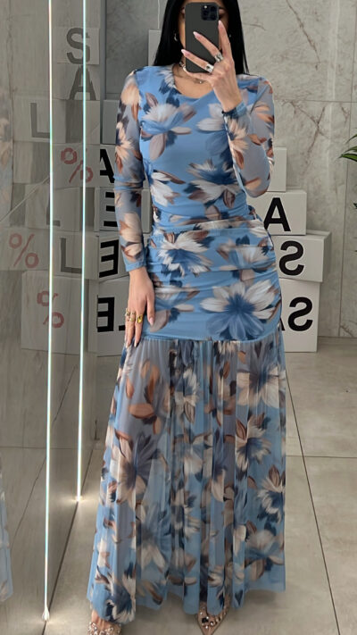 Floral Φόρεμα 20228/ Γαλάζιο