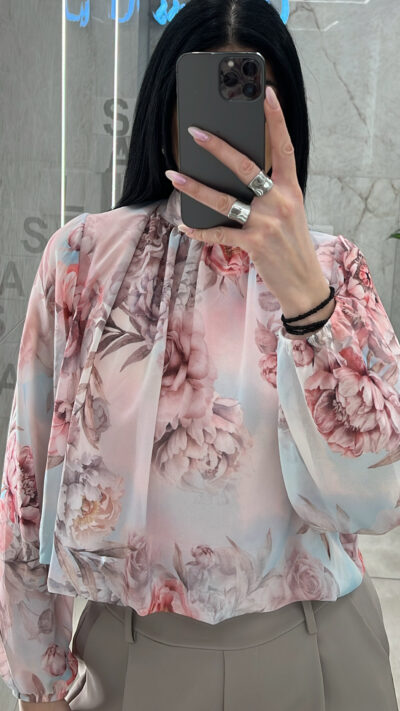 Μπλούζα Floral 0219/ Ρόζ