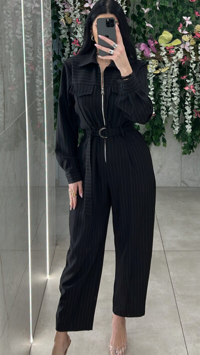 Ολόσωμη Φόρμα Ριγέ OL144115/ Μαύρο