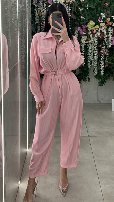 Ολόσωμη Φόρμα Ριγέ OL144115/ Ρόζ