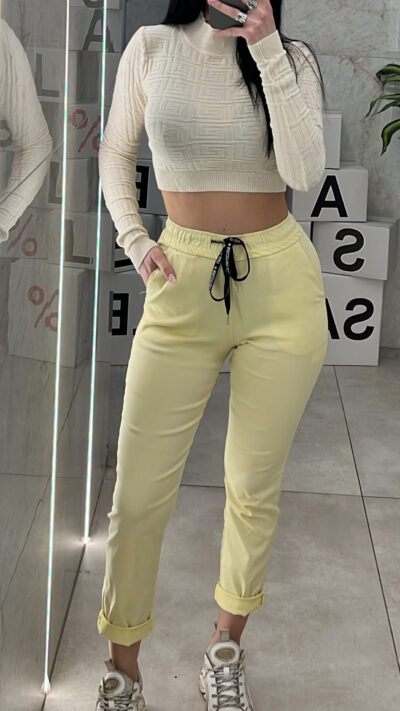 Παντελόνι Ψηλόμεσο με κορδόνι 001871/Κίτρινο