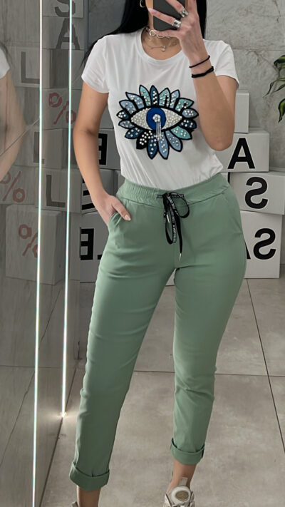 Παντελόνι Ψηλόμεσο με κορδόνι 001871/Πράσινο