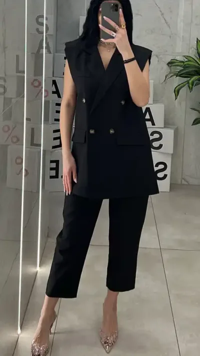 Σετ Με Αμάνικο Γιλέκο 2294/Μαύρο