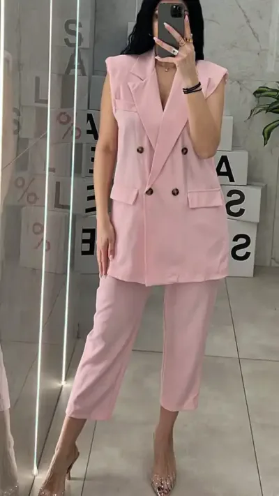 Σετ Με Αμάνικο Γιλέκο 2294/Ρόζ