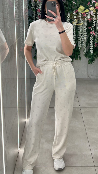 Σετ Πλεκτό Με Στράς HXX02/ Εκρού