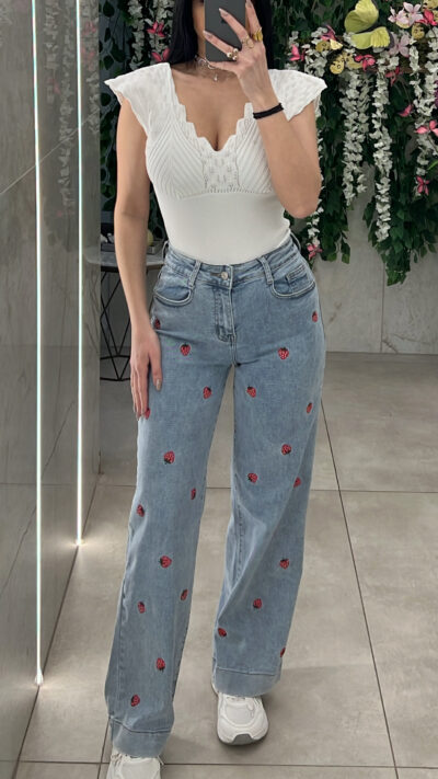 Τζίν Με Σχεδιο Φραουλες L6087